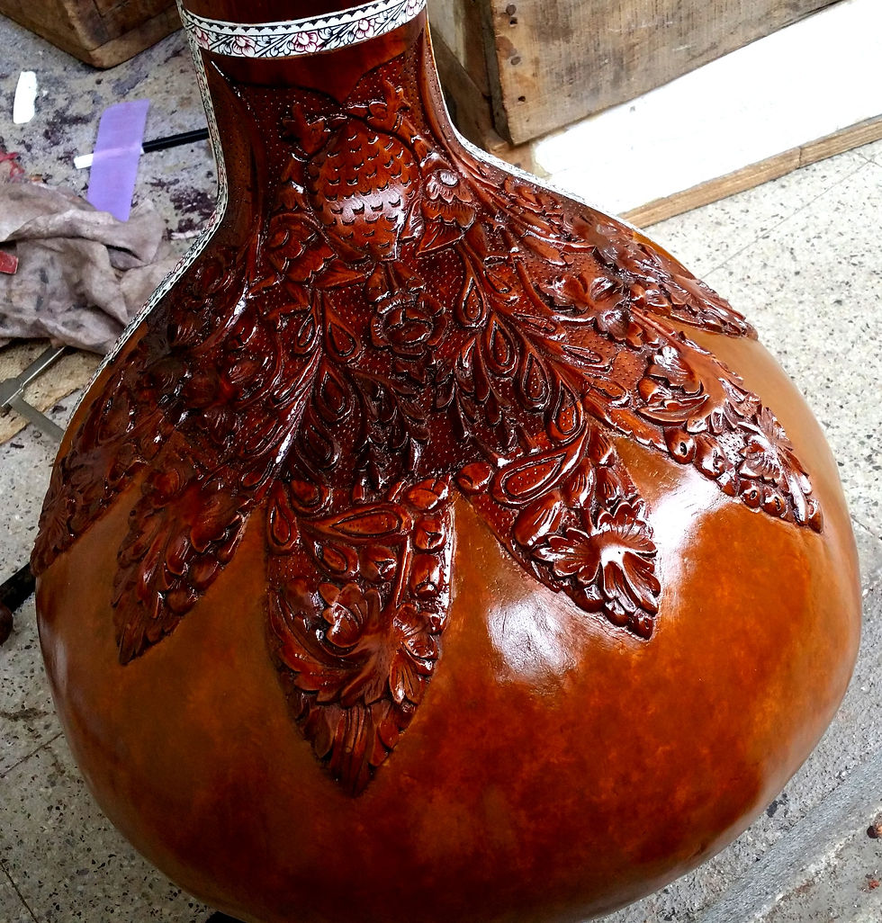 Thumbnail: 2014 Mohammad Waseem Teak Sitar with Kanai Lal & Brother Headstock