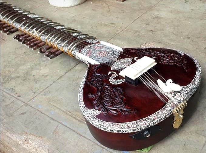 Thumbnail: 2020 Mohammad Waseem Travel Sitar with Peacock Carving & Machine Tuners