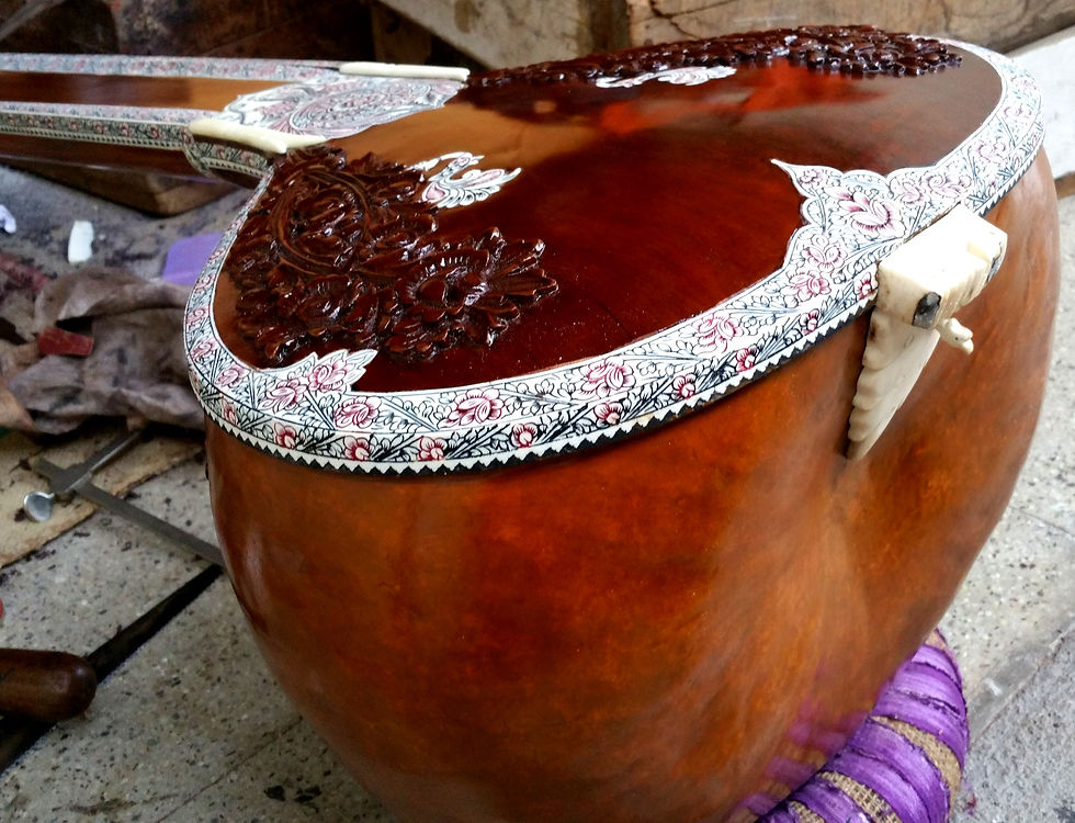 Thumbnail: 2014 Mohammad Waseem Teak Sitar with Kanai Lal & Brother Headstock