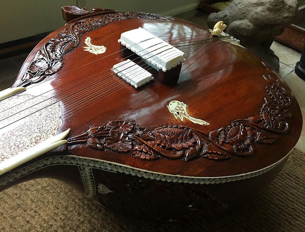 Thumbnail: Late-2000s Radhey Shyam Sharma Kachuwa Sitar Lotus Carving & Scroll Headstock