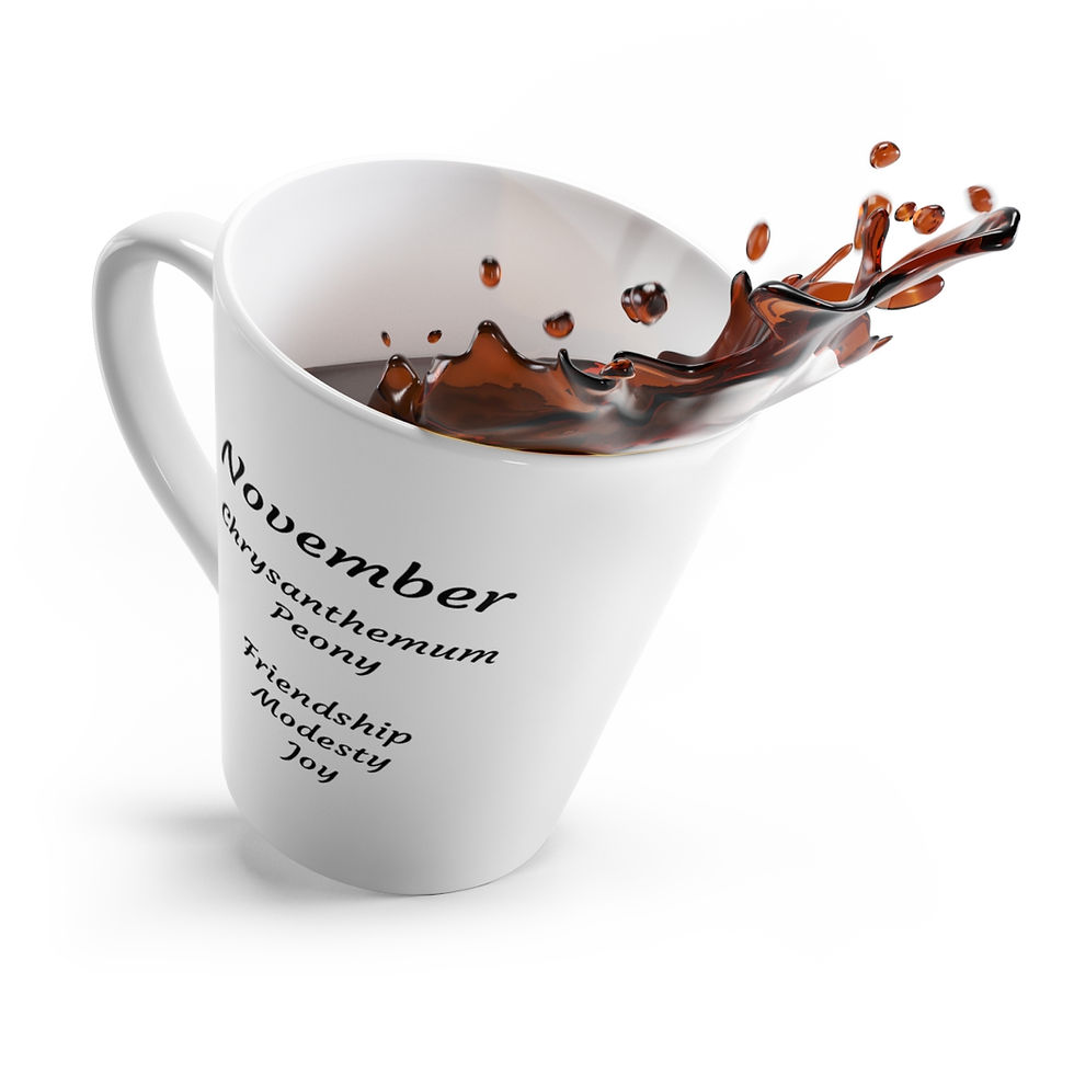 Thumbnail: November Birth Month Flowers Latte Mug, Custom Latte Mug, Birthday Gift,