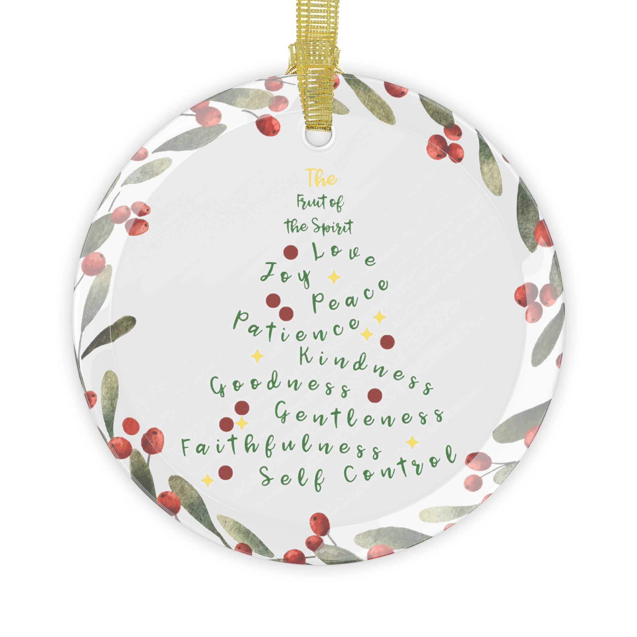 Christmas, Fruit of the Spirit Ornament, Glass, Religious Gifts, Christian Decor