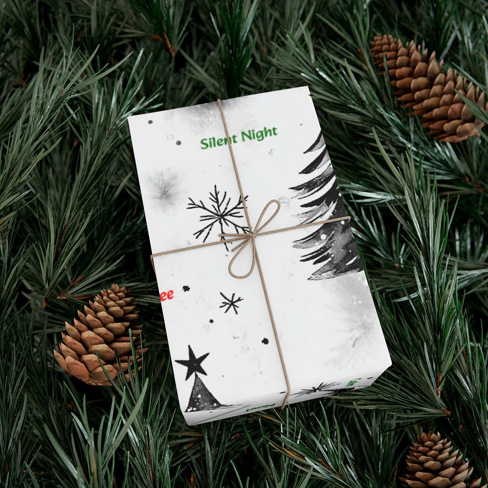 Thumbnail: Christmas Tree Wrapping Papers, Black White Red Green Xmas Messages, Gift Wrap