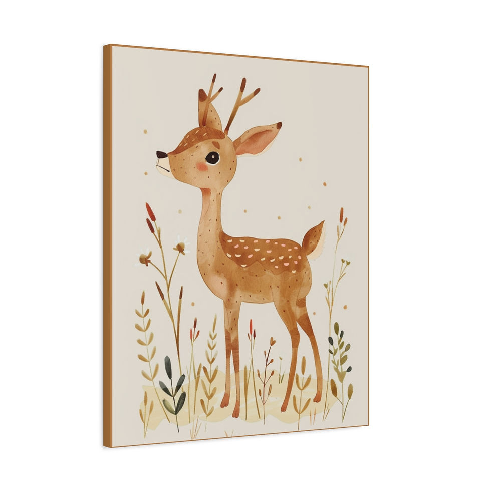 Thumbnail: Canvas Print Minimalist Boho Baby Deer, Nursery Decor, Woodland Animal Art