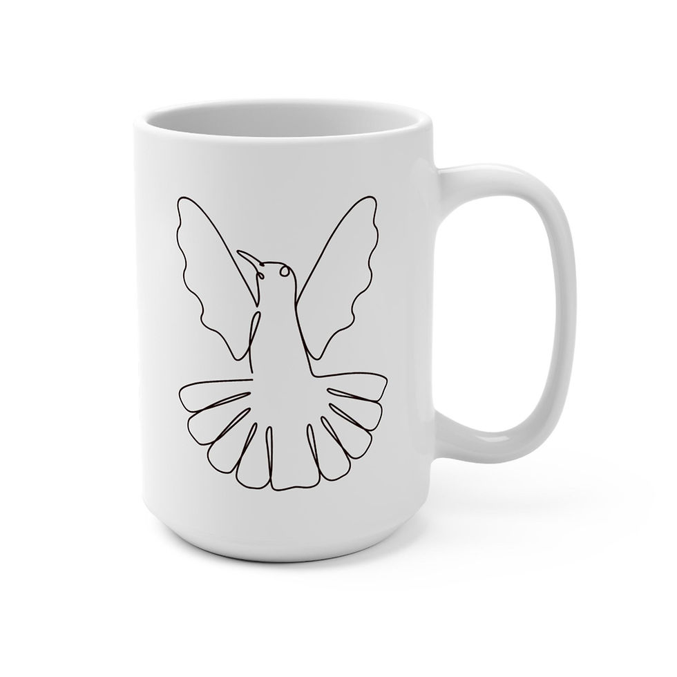 Thumbnail: Hummingbird Mug 15oz WHITE Line drawing