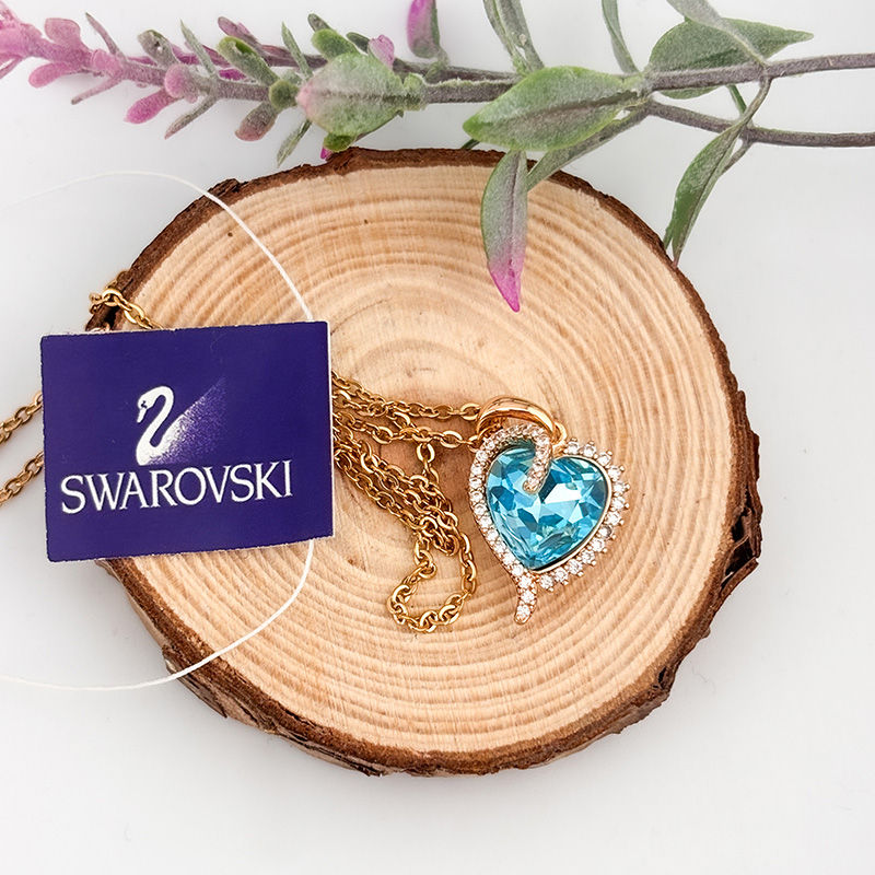 Lanț și pandantiv  Inspirație  cu cristal Swarovski topaz