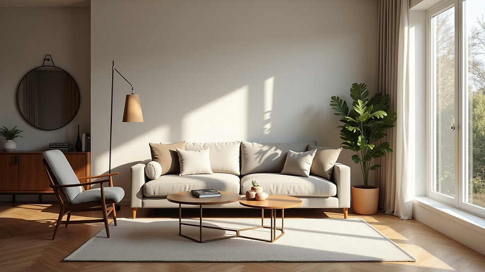 Eye-level view of a cozy living room with modern furniture