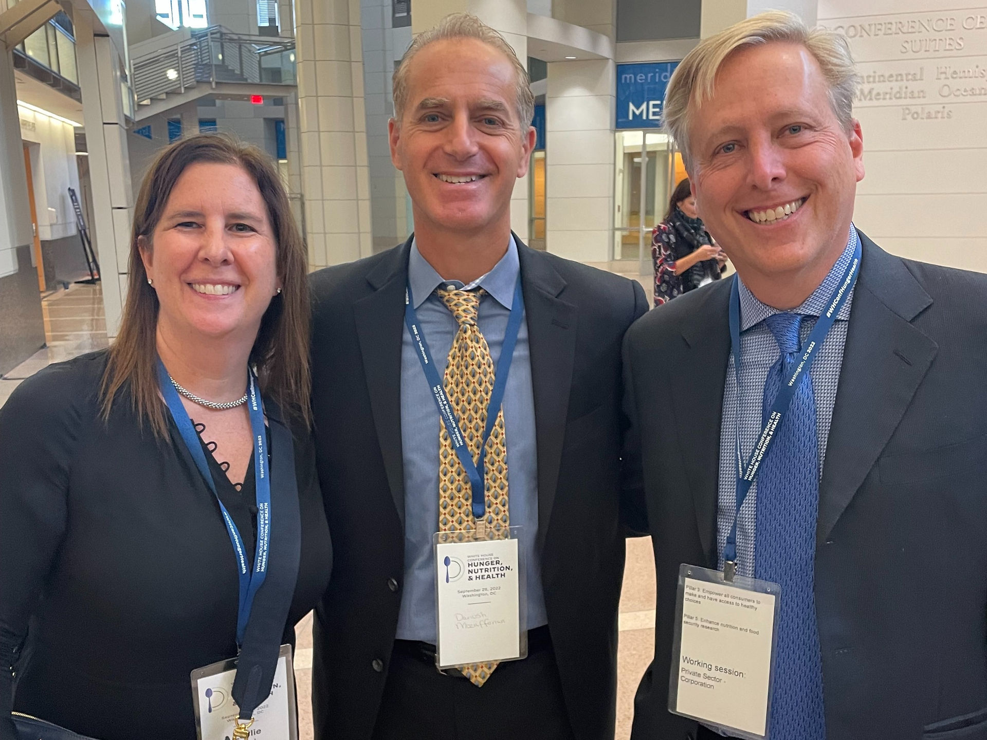 Leslie Bari, Dr. Dariush Mozaffarian and Jon Bari, White House Conference on Hunger, Nutrition and Health, 9/28/22
