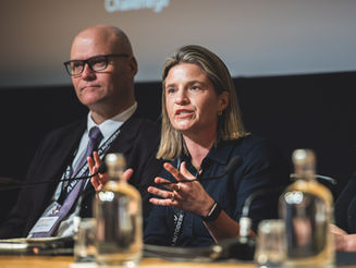 Panel speaker at a London corporate conference photographed by Aaron Scott Richards