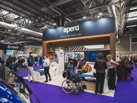 Opera Beds stand at Naidex 2026 at the NEC Birmingham photographed by Birmingham exhibition photographer Aaron Scott Richards