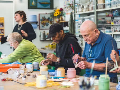 Participants taking part in a creative workshop at Art4Space in London
