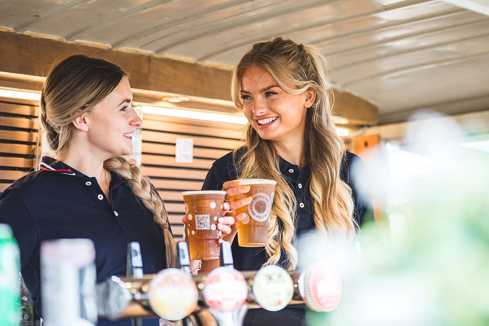Draught drinks taps inside the Vanderbar mobile bar during an outdoor event