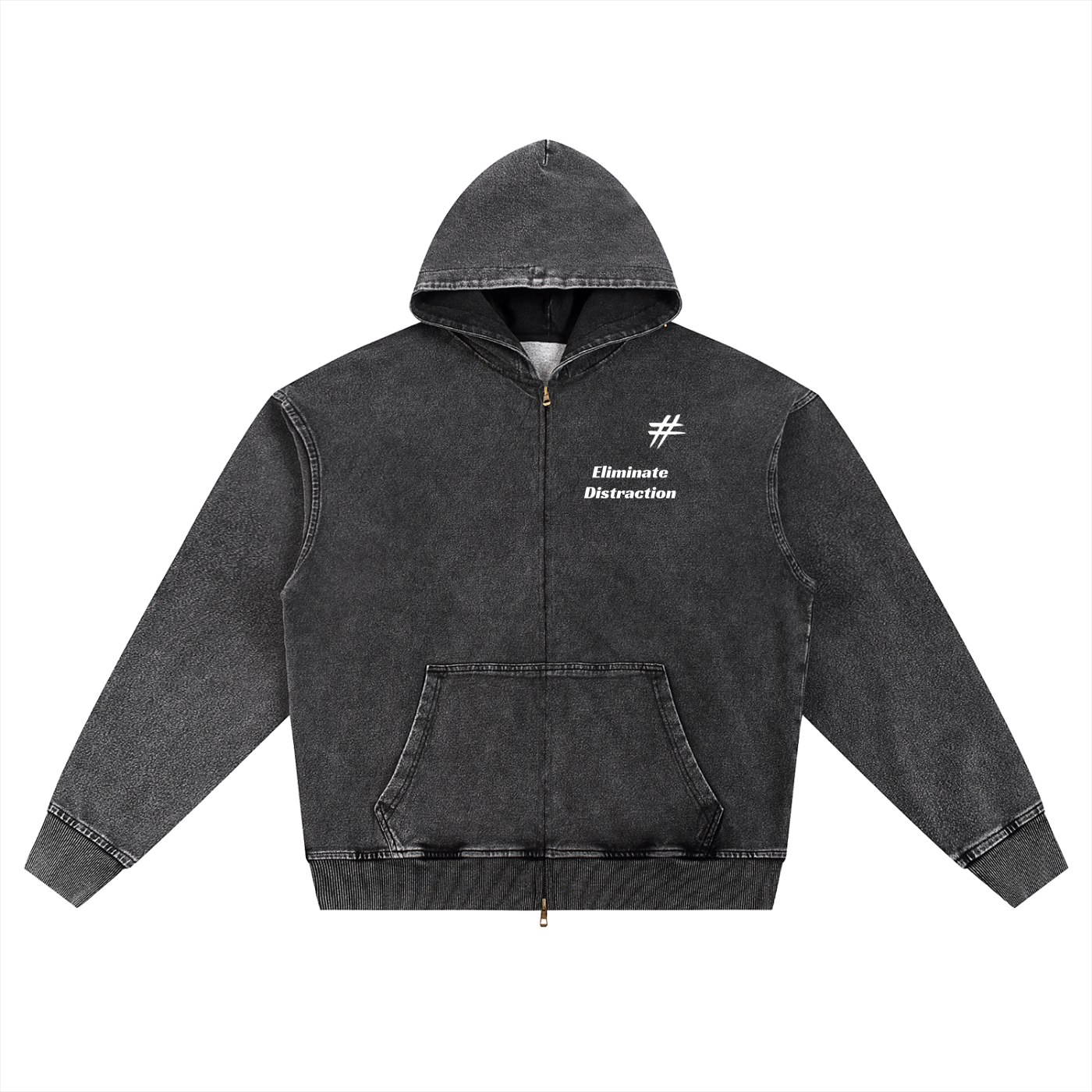 # Eliminate Distraction - Snow Wash Oversized Zip-Up Hoodie