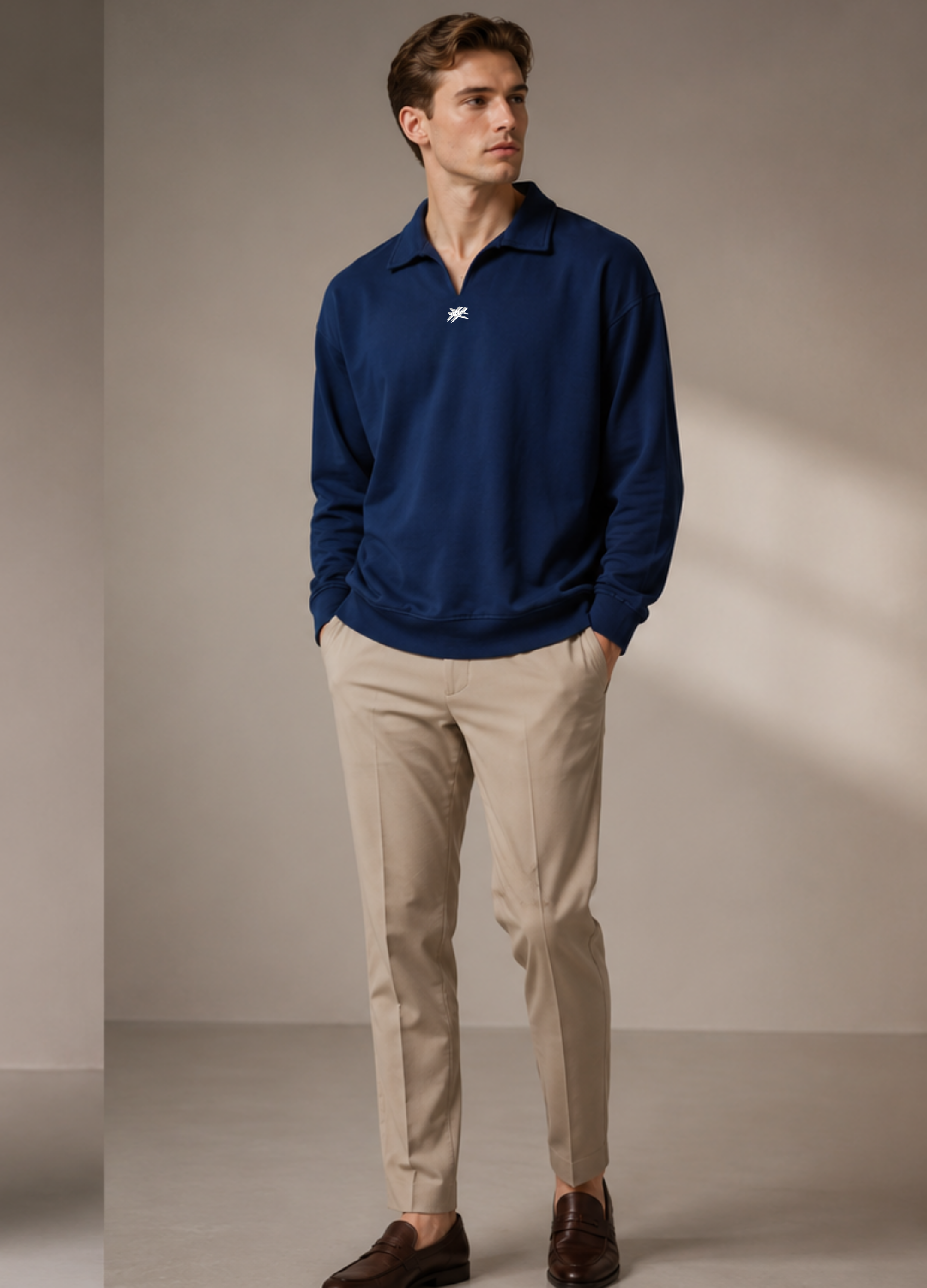 # Men Vintage Wash Collared Sweatshirt