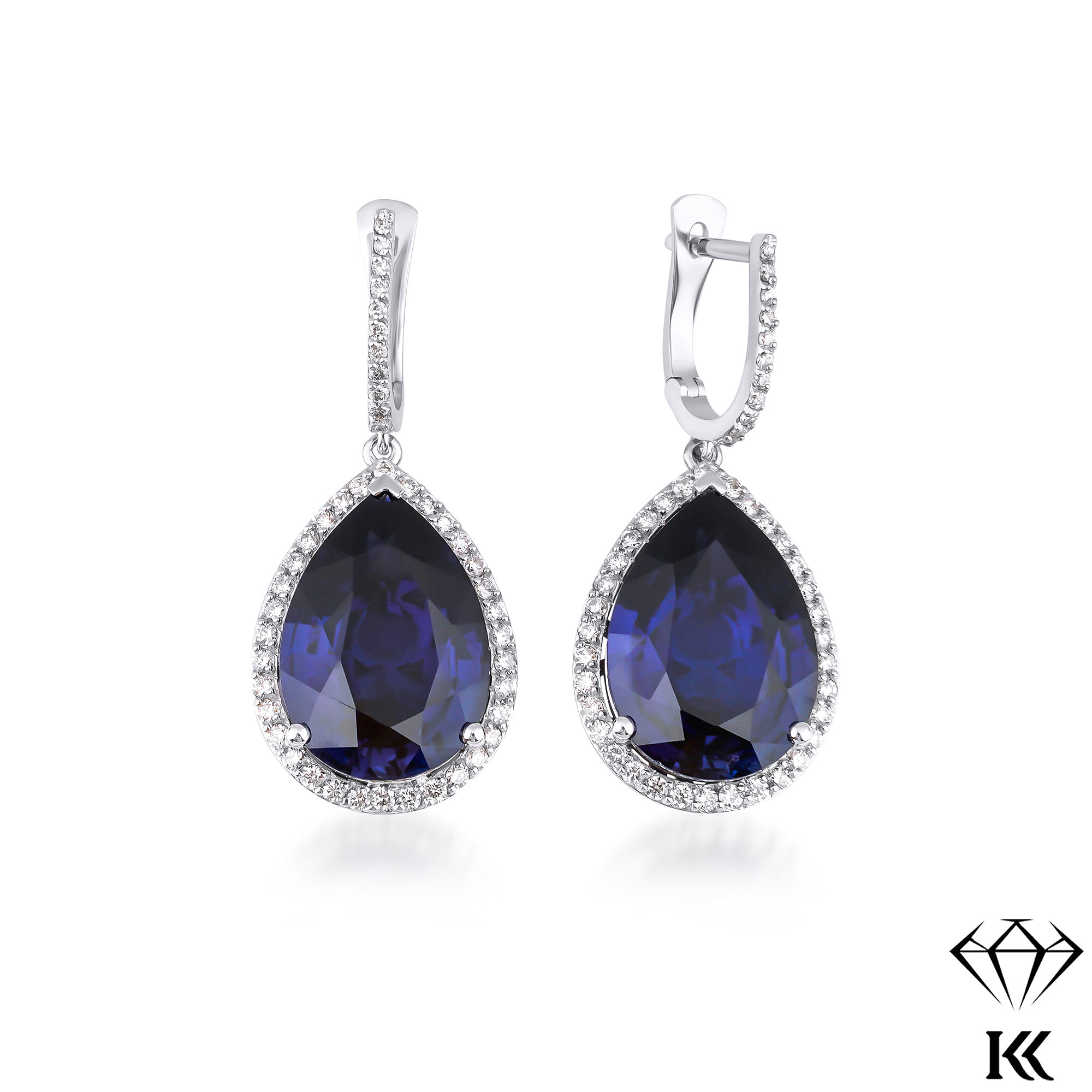 23.51 Karat Pırlanta Safir Küpe