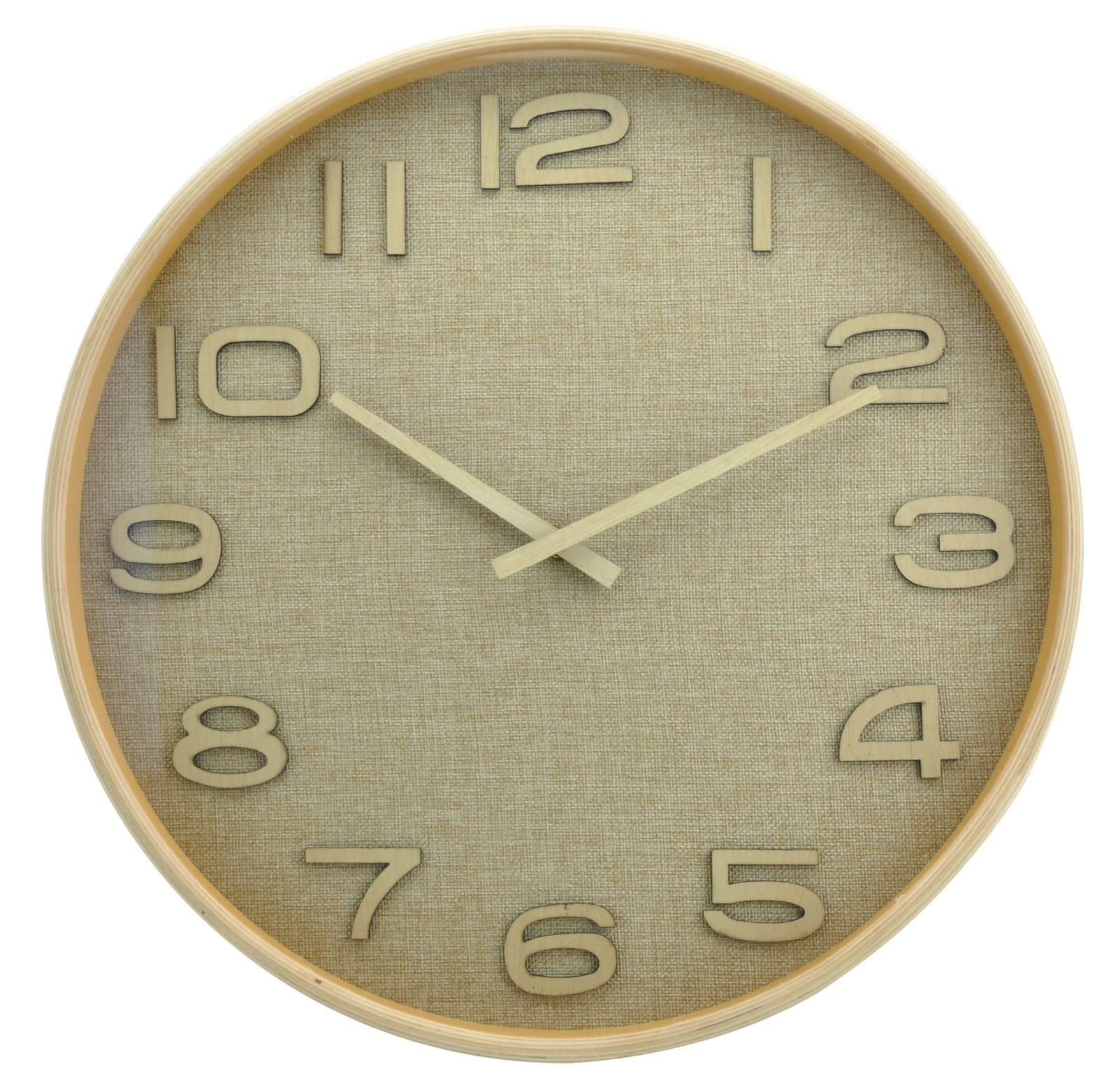 שעון קיר אלון רקע פשתן בהיר