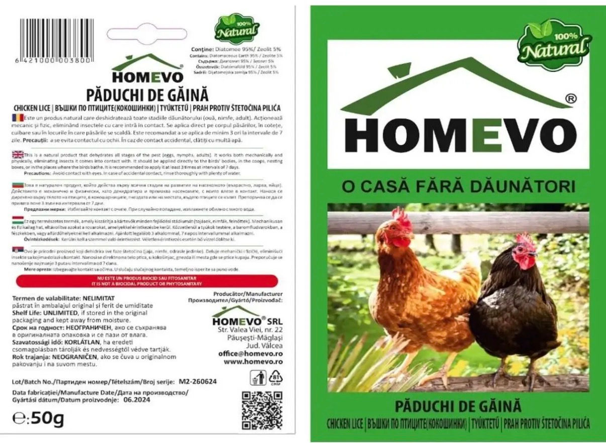 Antideparazitar pentru gaini , Homevo 50gr