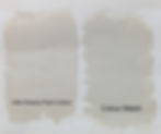 Close look at the colour Slaked Lime Deep colour match in two different brands