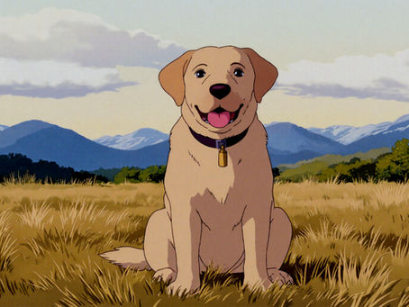 Imagen de un perro golden retreiver estilo Ghibli