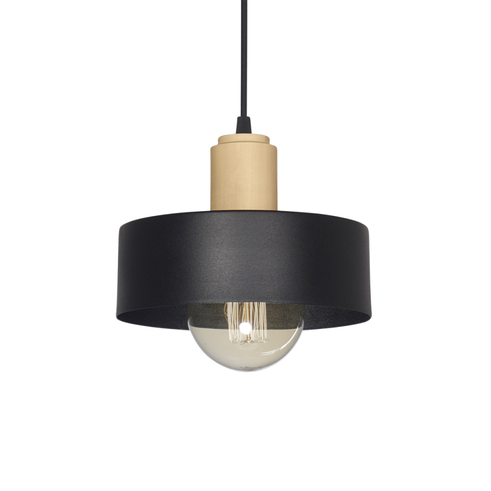 COLGANTE CHAPA 1L PANT. Ø20CM NG CON DETALLE EN MADERA