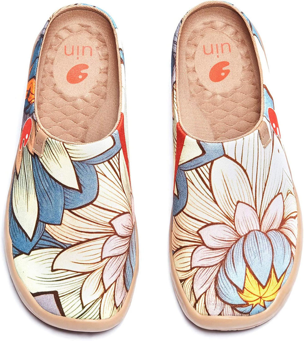 Thumbnail: UIN Women's Mules Fashion Comfort Travel Art Painted Shoes Wide Toe Casual Slip