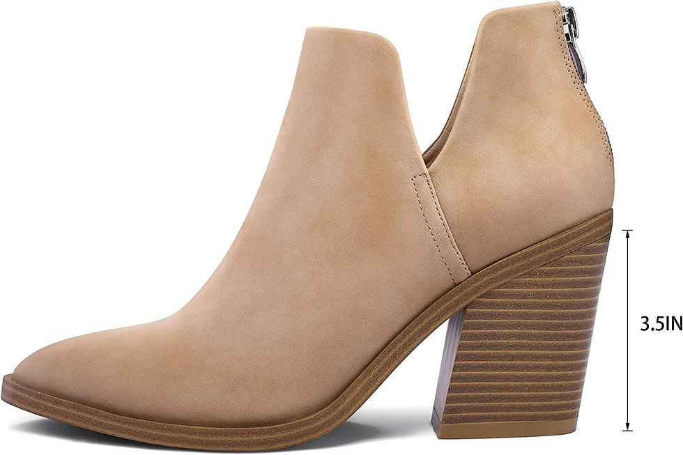 Thumbnail: mysoft Women's Ankle Boots Slip on Cutout Pointed Toe Chunky Stacked Mid Heel B