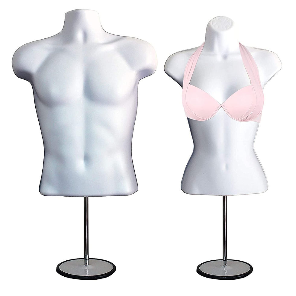 Thumbnail: DisplayTown Male Female Mannequin Torso with Stand, Dress Form, Tshirt Display,
