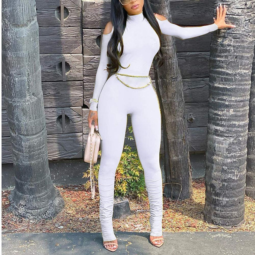 Thumbnail: Women's Bodycon Jumpsuits Long Sleeve Sexy Club Outfits Cold Shoulder One Piece