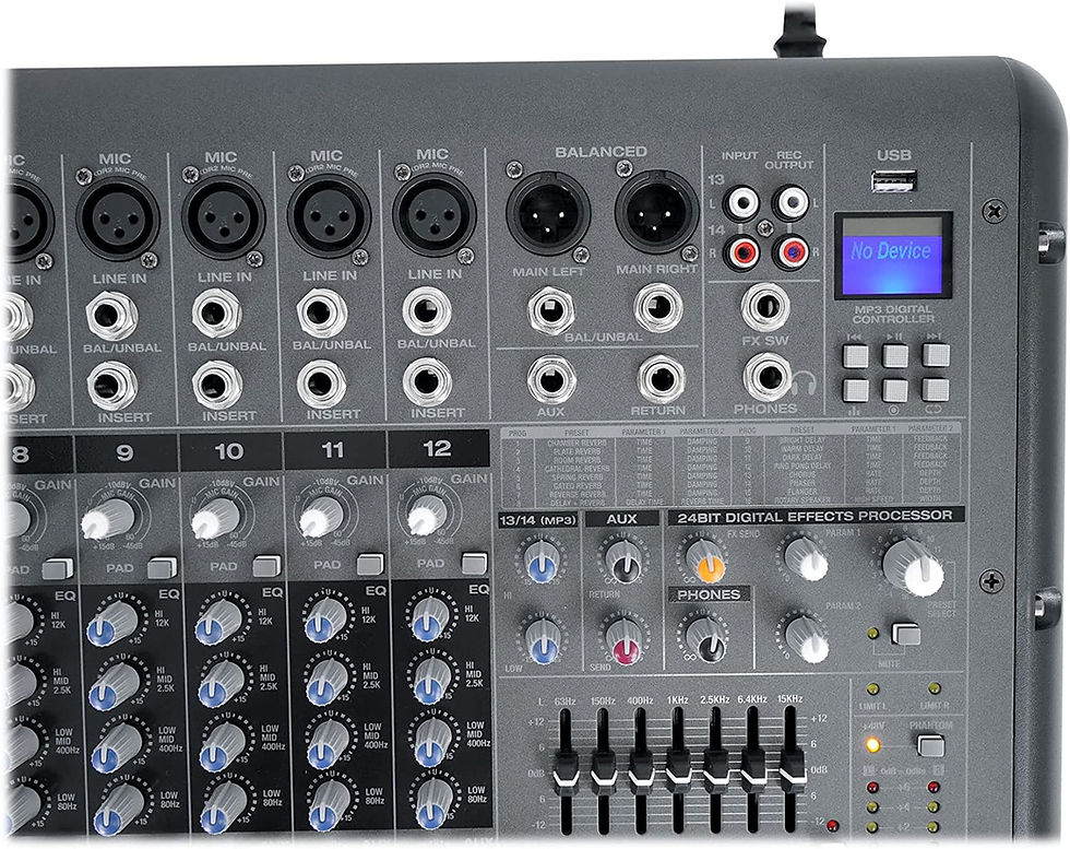 Thumbnail: Rockville RPM1470 14 Channel 6000w Powered Mixer w/USB, Effects/14 XDR2 Mic Pre