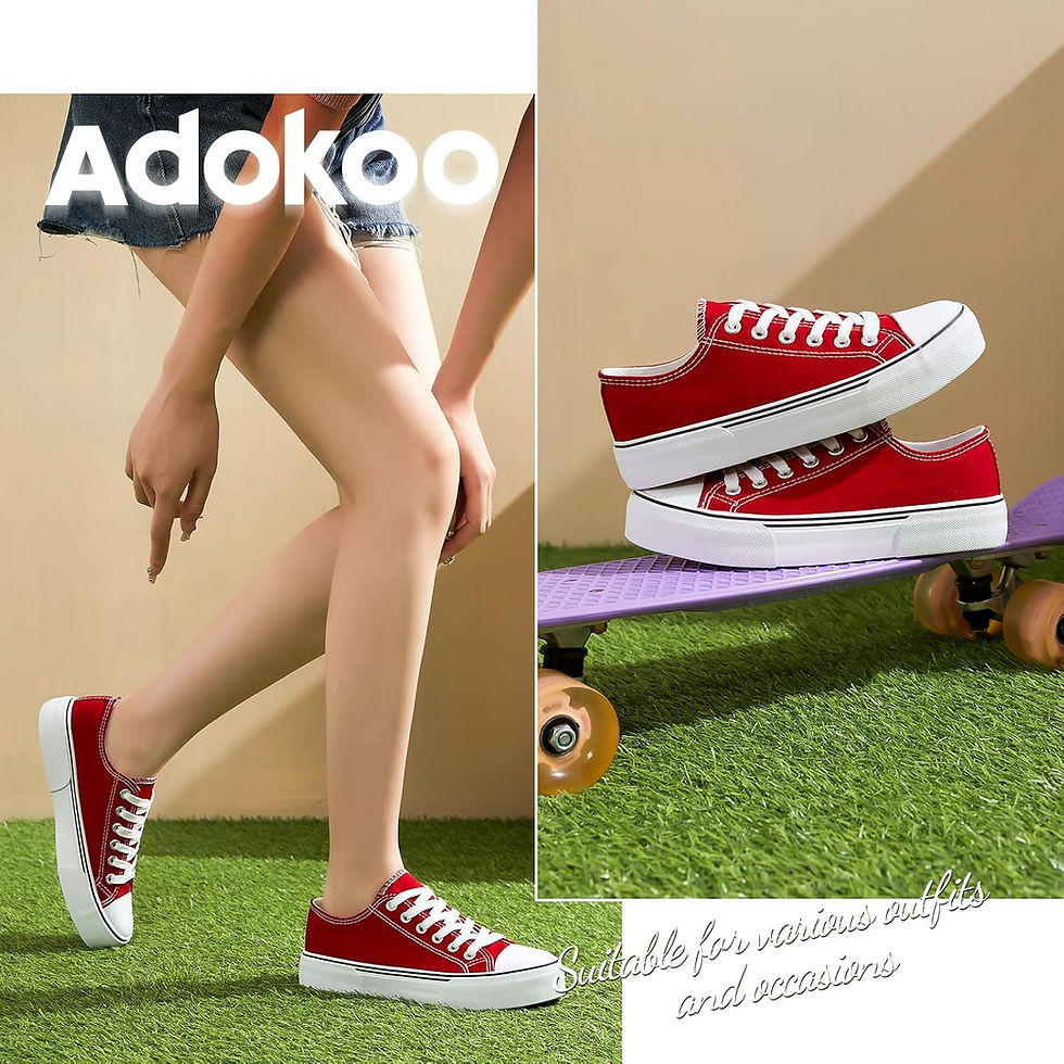 Thumbnail: Adokoo Canvas Tennis Shoes for Women Low Top Casual White Black Sneakers for Wo