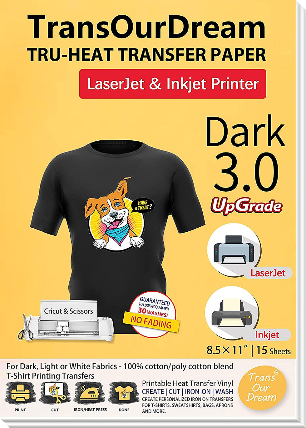 Thumbnail: TransOurDream Iron on Heat Transfer Paper for Light T Shirts (20 Sheets 8.5x11"