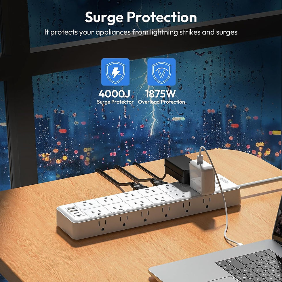 Thumbnail: 24 Widely Outlets Extension Cord 10 Ft NTONPOWER 15A/1875W Power Strips with Su