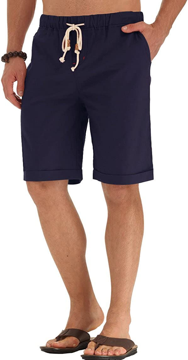 Thumbnail: NITAGUT Men's Linen Casual Classic Fit Short Drawstring Summer Beach Shorts