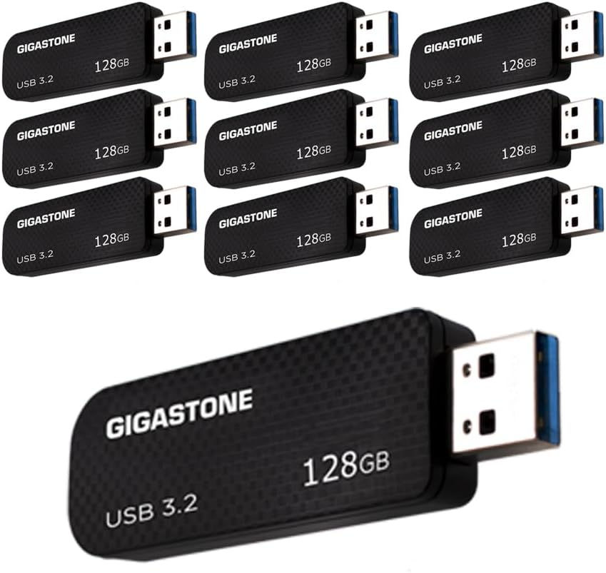 Thumbnail: Gigastone Z30 128GB 5-Pack USB 3.2 Gen1 Flash Drive, Capless Retractable Design