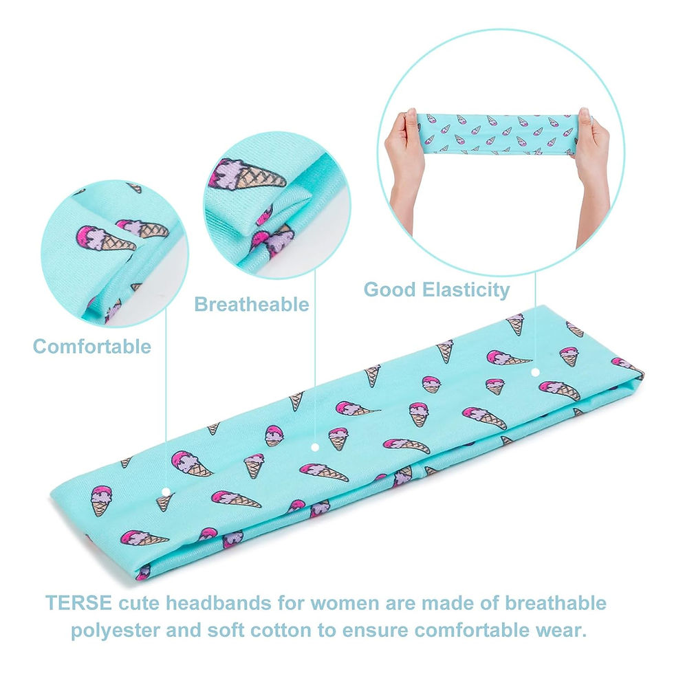 Thumbnail: TERSE Headbands for Women's Short Hair - Non-Slip Elastic Sweat Hairbands, Soft