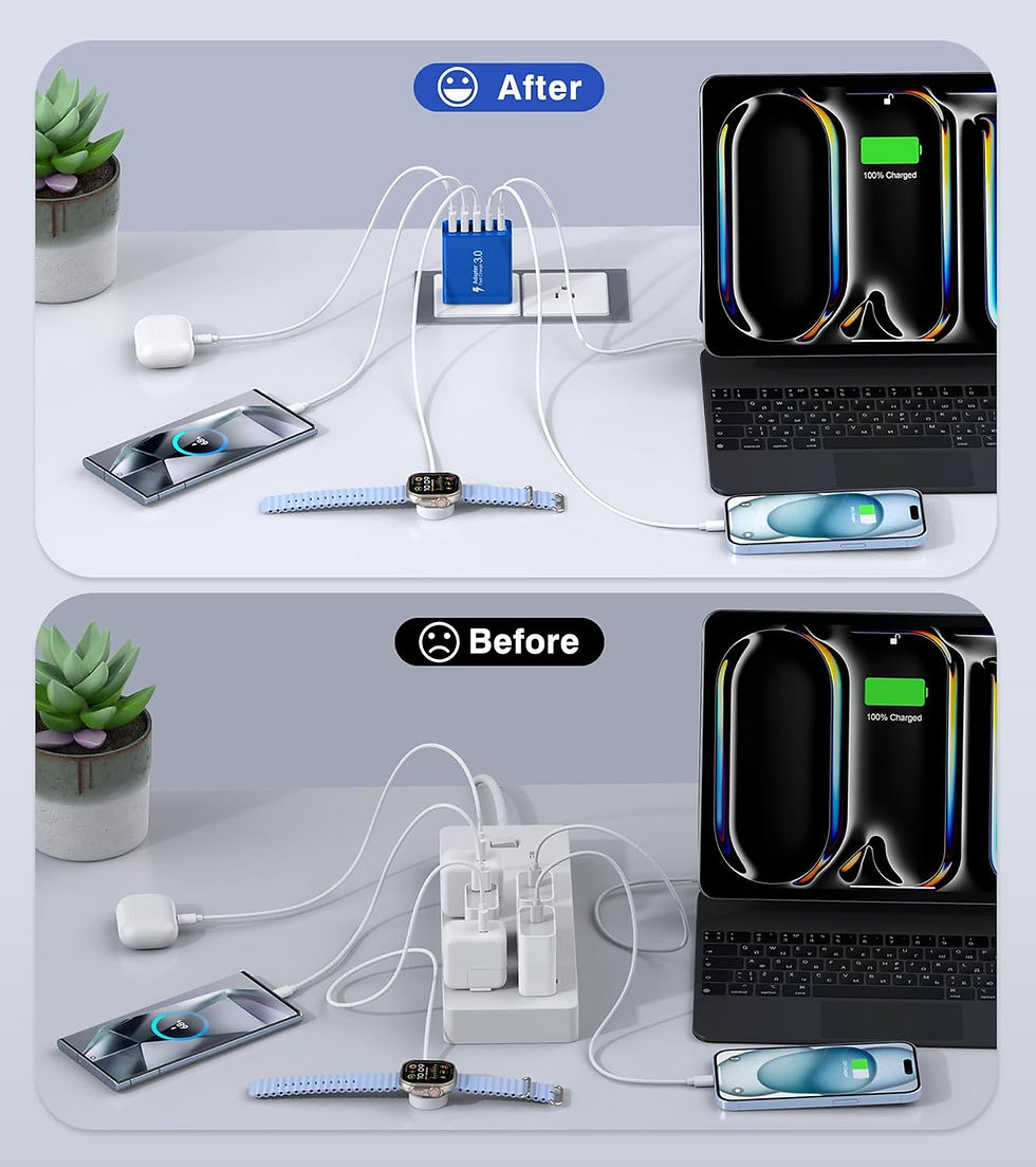 Thumbnail: [2-Pack] USB C Wall Charger, 50W 5-Port PD Fast USB C Charging Block,2USB C+3US