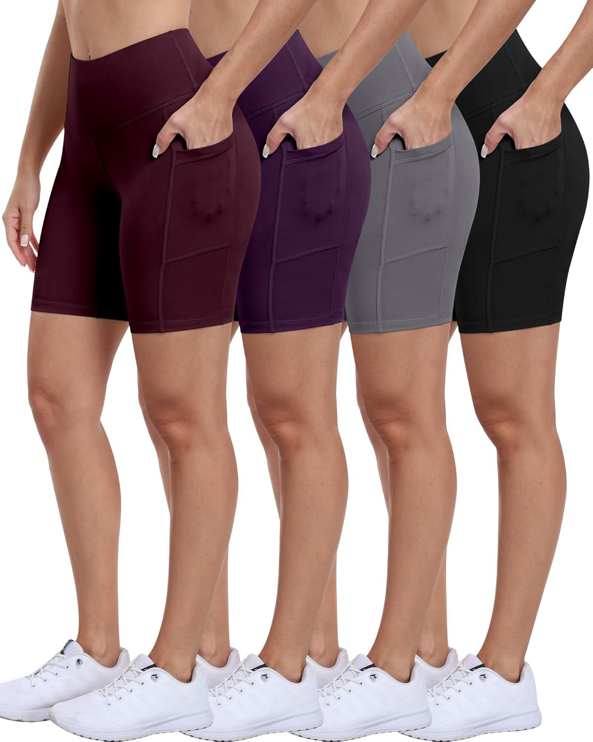 ATHVOTAR Biker Shorts Women with Pockets - 3"/5"/8" High Waisted Workout Spande