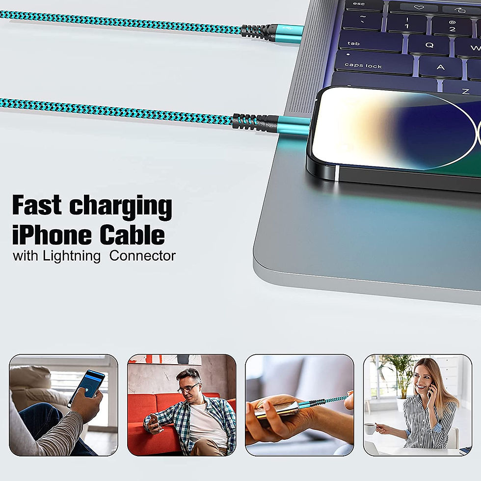 Thumbnail: MFi Certified iPhone Charger, 3 Pack 6FT USB Lightning Charging Cable Nylon Bra