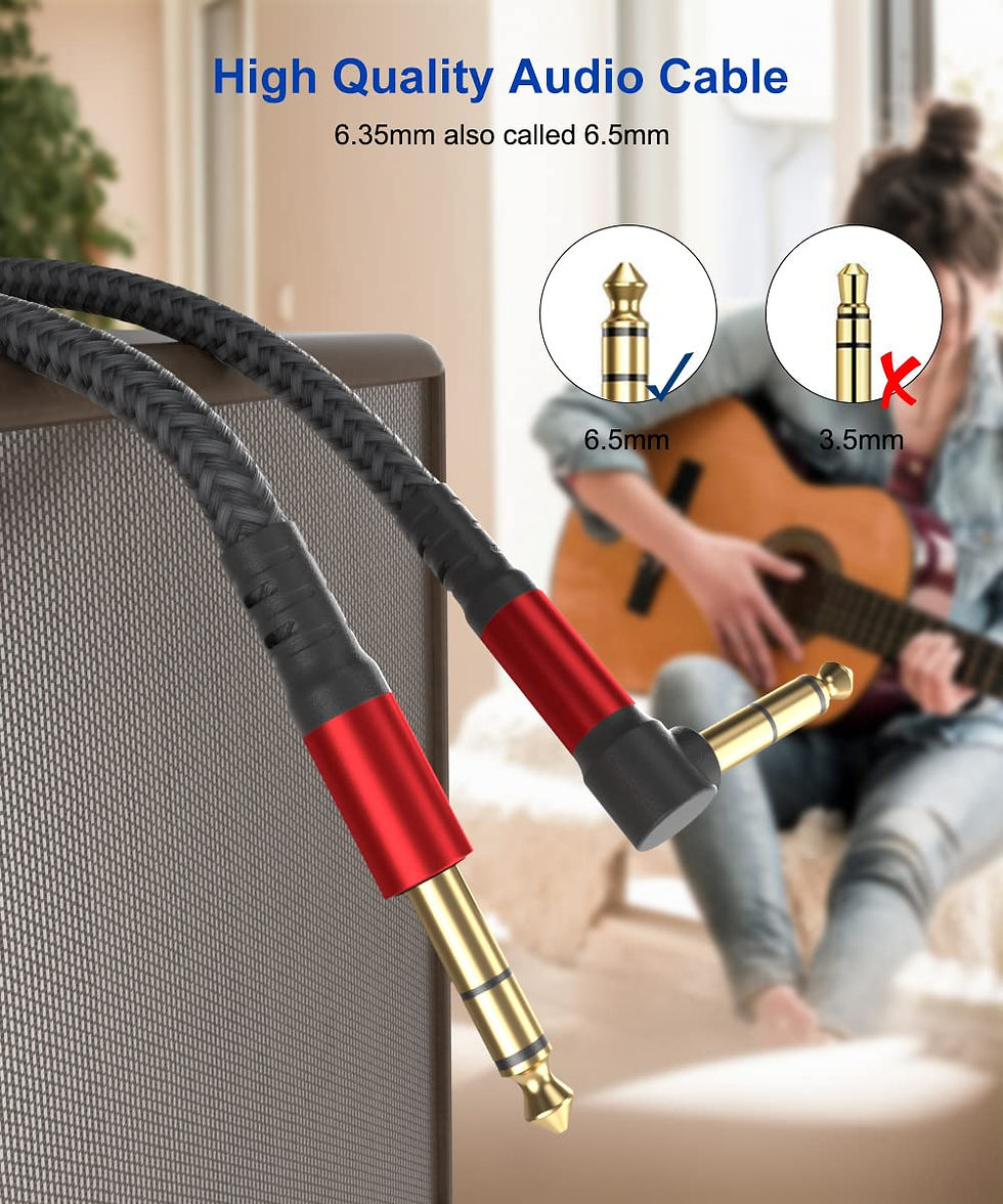 Thumbnail: IALEGANT 1/4 Inch Cable TRS Guitar Cable 10 ft 2-Pack, Instrument Cable Guitar 