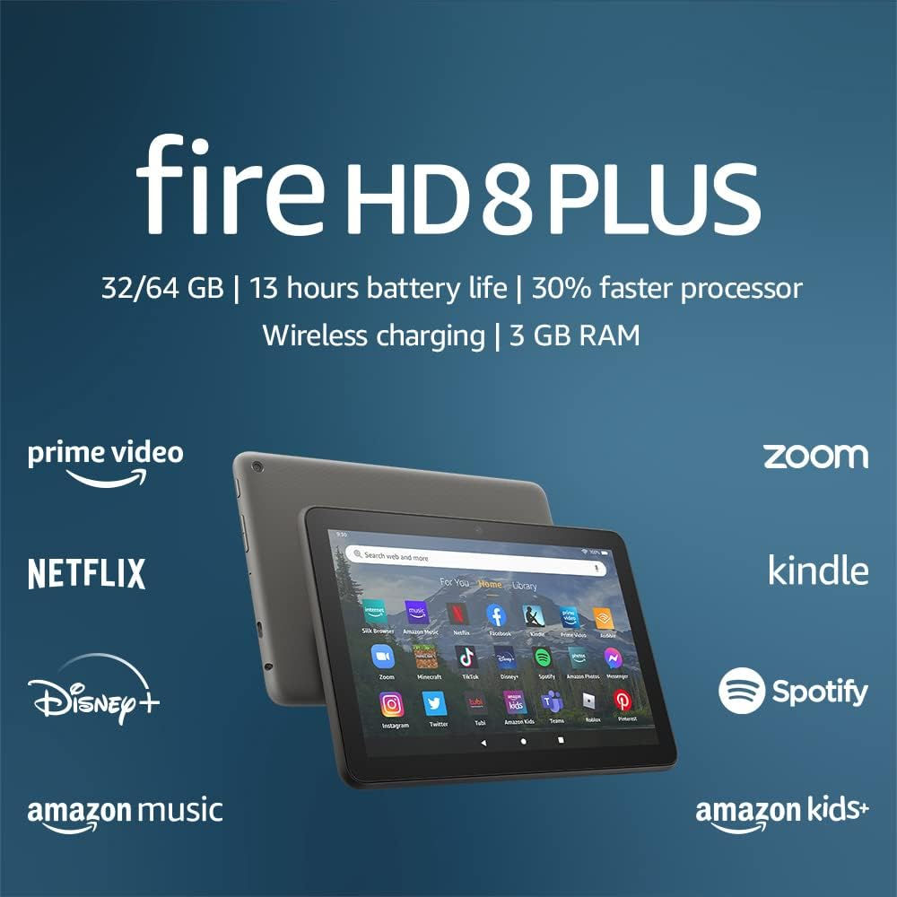 Amazon Fire HD 8 Plus tablet, 8” HD Display, 32 GB, 30% faster processor, 3GB R