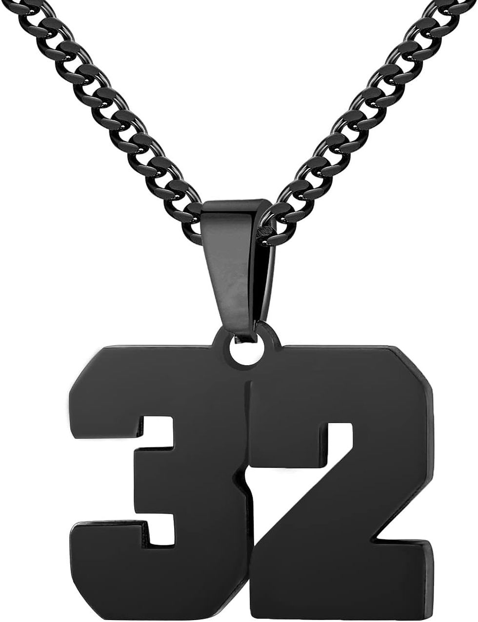 Thumbnail: Athletes Jersey Number Necklace 0-99 for Men - Stainless Steel Chain 22+2 Inch 