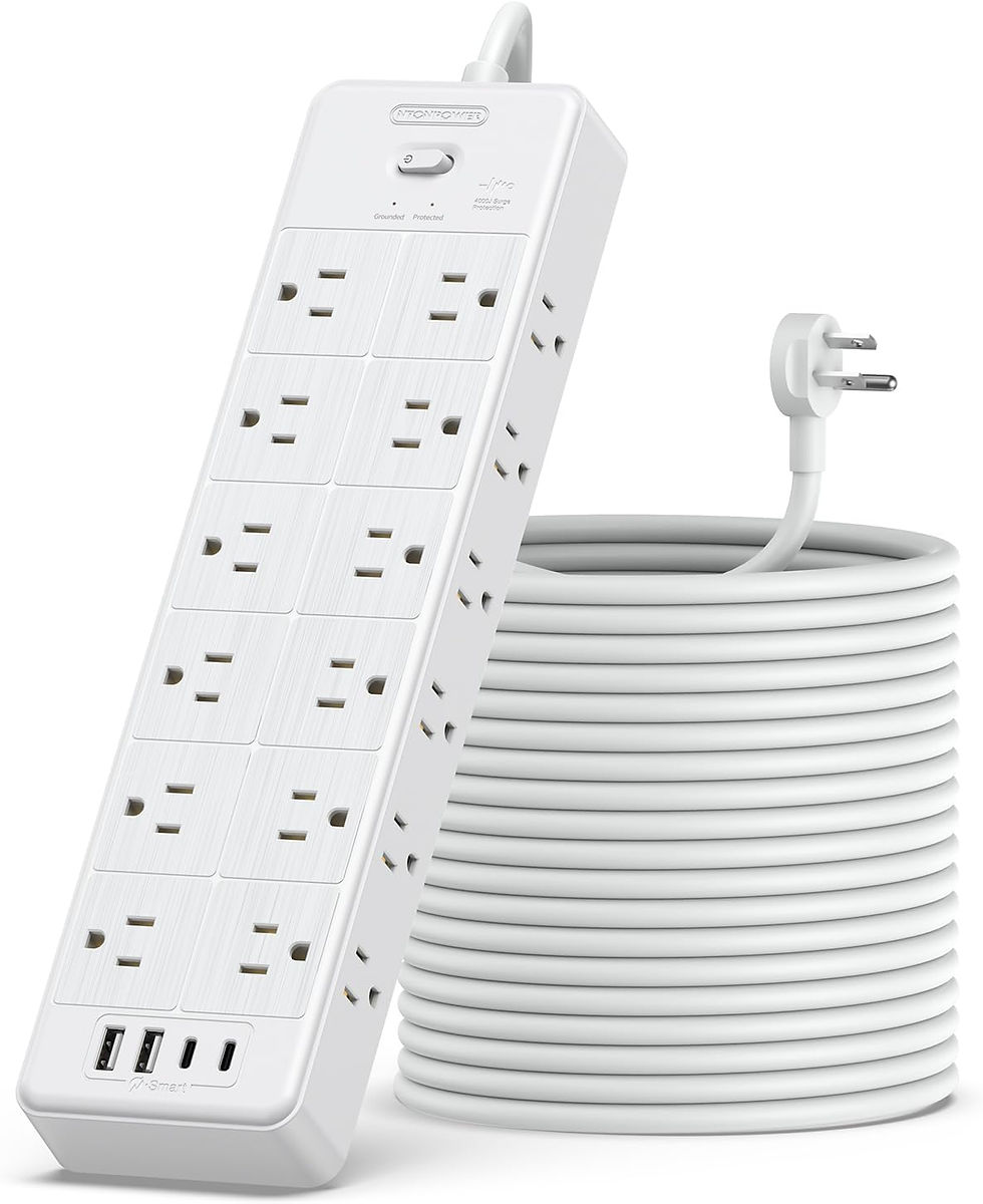 Thumbnail: 24 Widely Outlets Extension Cord 10 Ft NTONPOWER 15A/1875W Power Strips with Su