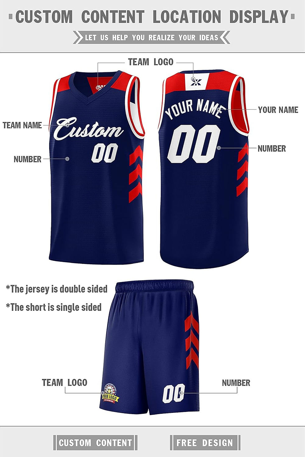 Thumbnail: Custom Reversible Basketball Jersey 90s Hip Hop Sports Shirts Printed Name Numb