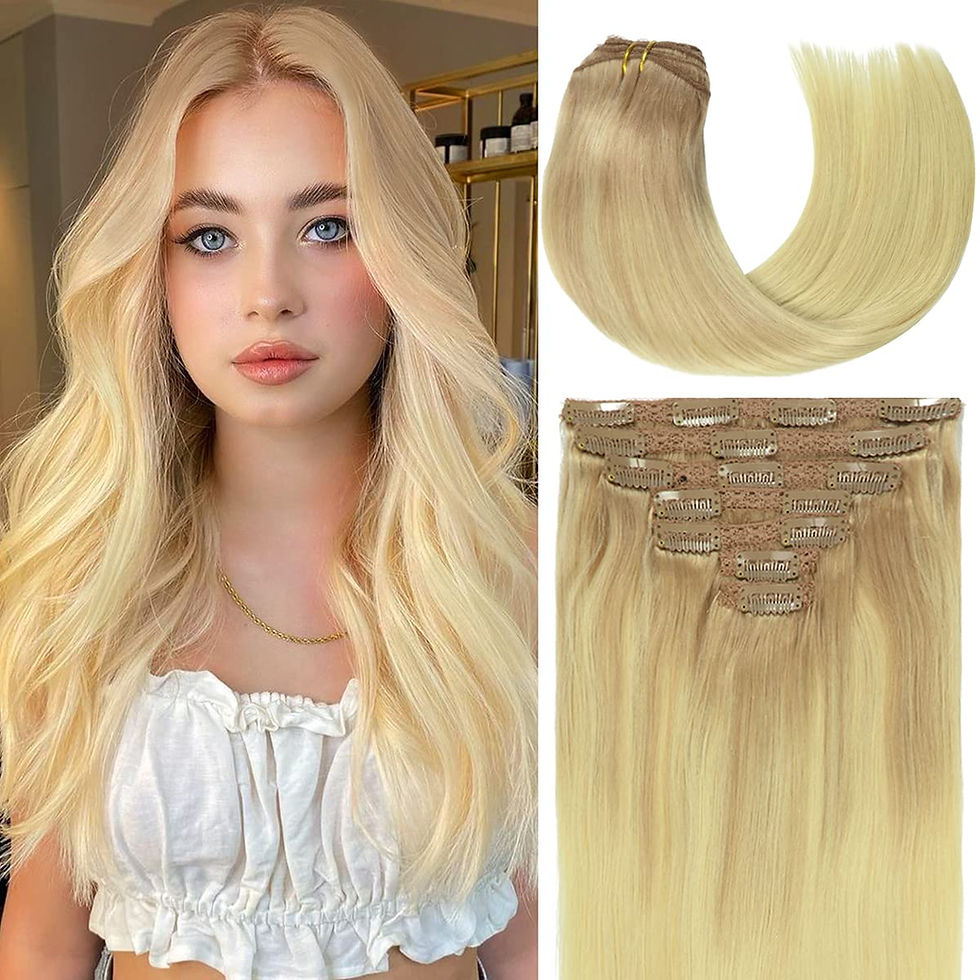Thumbnail: Caliee Hair Extensions Clip in Human Hair Caramel Blonde Seamless Clip in Hair 