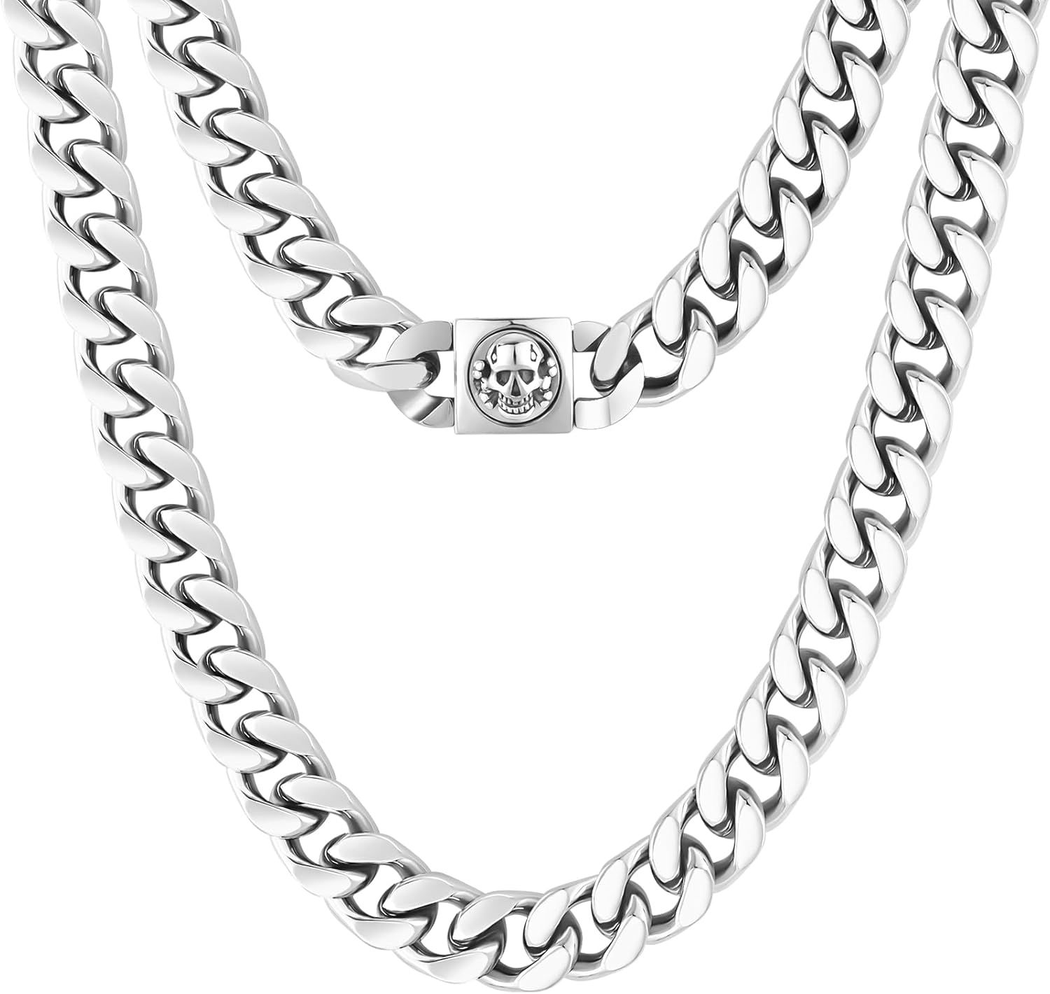 KRKC&CO 12mm Mens Cuban Link Chain For Men, 18k Gold Plated Miami Thick Necklac