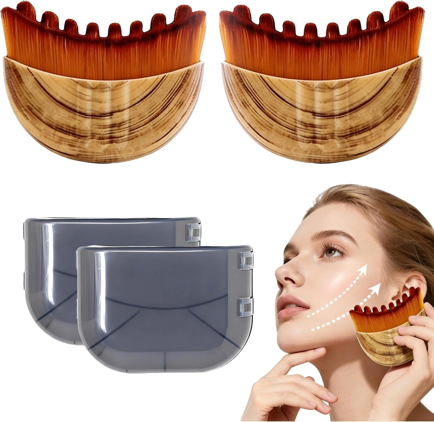 Lymphatic Contour Face Brush(2-PCS),Super Soft Manual Lymphatic Drainage Massag