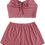 Thumbnail: SheIn Women's 2 Piece Sleeveless Button Crop Tank Tops and Shorts Lounge Set
