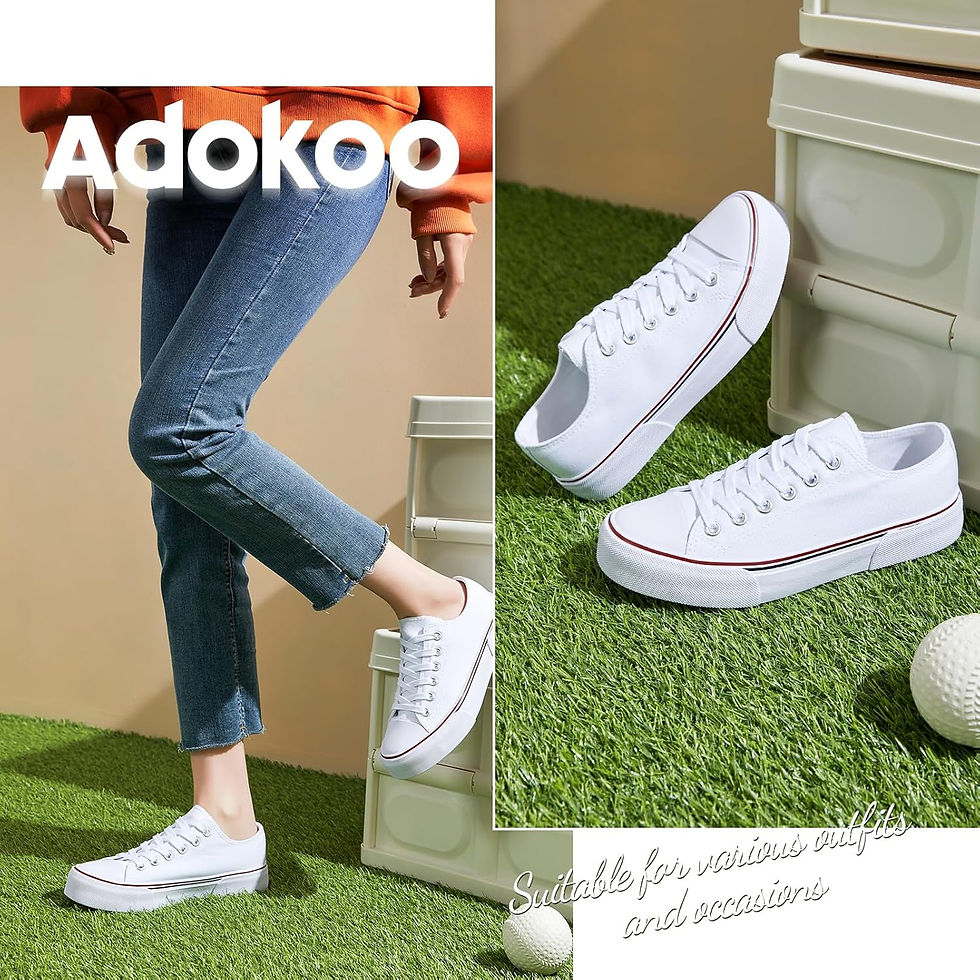 Thumbnail: Adokoo Canvas Tennis Shoes for Women Low Top Casual White Black Sneakers for Wo