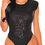Thumbnail: SEBOWEL Women Long Sleeves Mesh See Through Jumpsuit Bodysuit Top Leotard