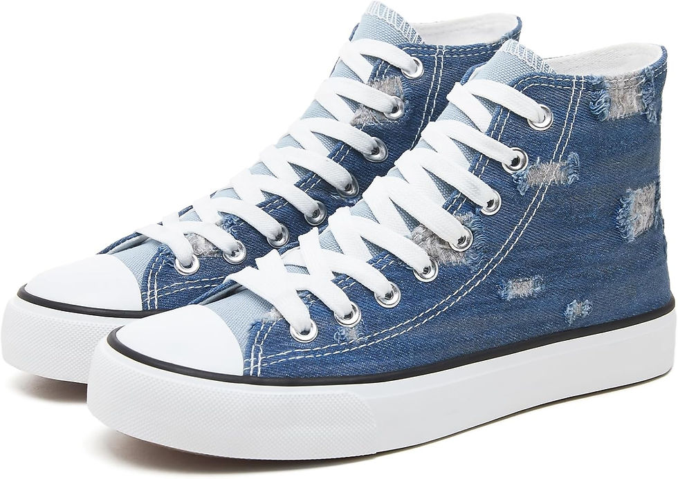 Thumbnail: Womens High Top Sneakers,Black Canvas Tennis Shoes for Womens Fashion Lace Up C